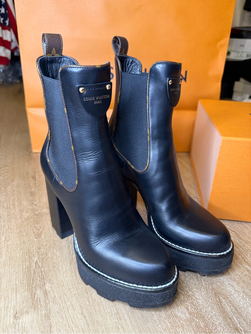 Louis Vuitton Beaubourg Ankle Boot Size 36.5 New with Box Dust Bag Authentic